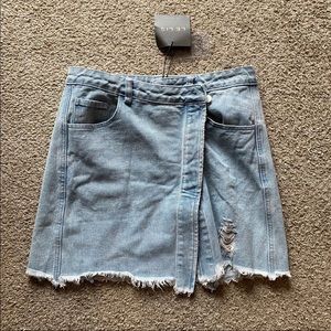 Denim Asymmetrical High Waist Skirt